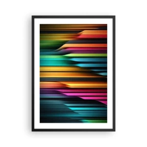 Pôster com moldura preta - Listras coloridas em estilo futurista - 50x70cm - Um órgão de luz - Decoração de parede moderna para a sala de estar e quarto ARTTOR
