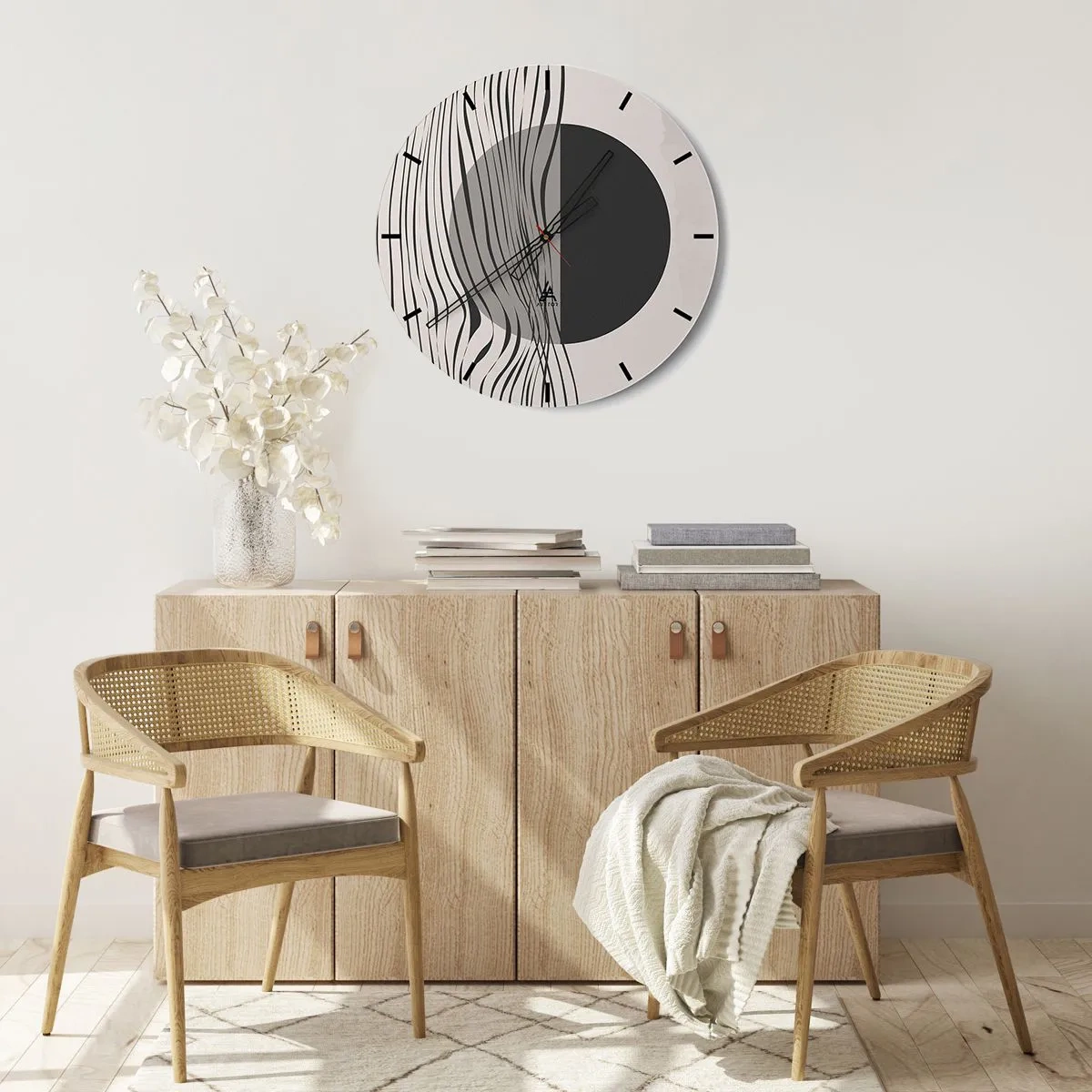 Relógio de parede - Relógio em vidro - Composição da metade - 30x30 cm