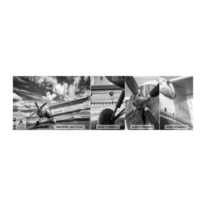 Amostra de Papel de Parede Standard Eco - Mal posso esperar! - Avião, Aeronave, Preto e branco - 100x30 cm