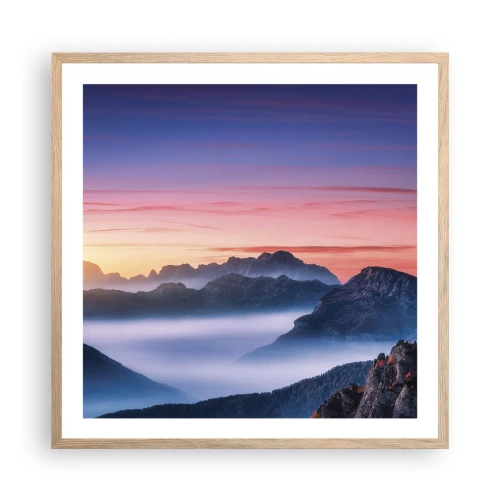 Pôster com moldura de carvalho claro - Acima dos vales - 60x60 cm