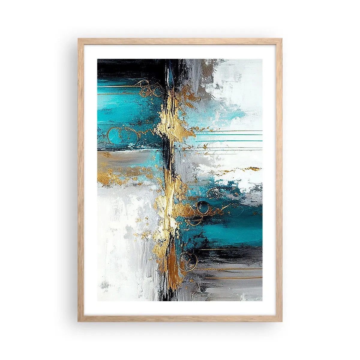 Pôster com moldura de carvalho claro - Tudo flui - 50x70 cm