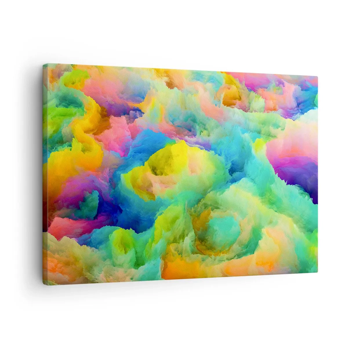 Quadro em tela - Composição abstrata em cores do arco-íris - 70x50cm - Penugem arco-íris - Decoração de parede moderna para a sala de estar e quarto ARTTOR