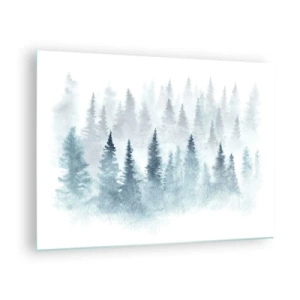 Quadro em vidro - Floresta de bambu envolta em neblina - 70x50cm - Envolto no nevoeiro - Decoração de parede moderna para a sala de estar e quarto ARTTOR