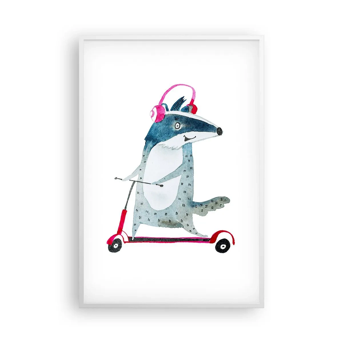 Pôster em moldura branca - A alegria do texugo - 61x91 cm