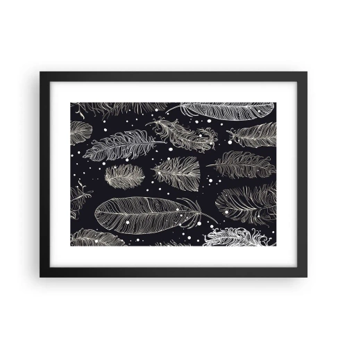 Pôster com moldura preta - Rendas de penas - 40x30 cm