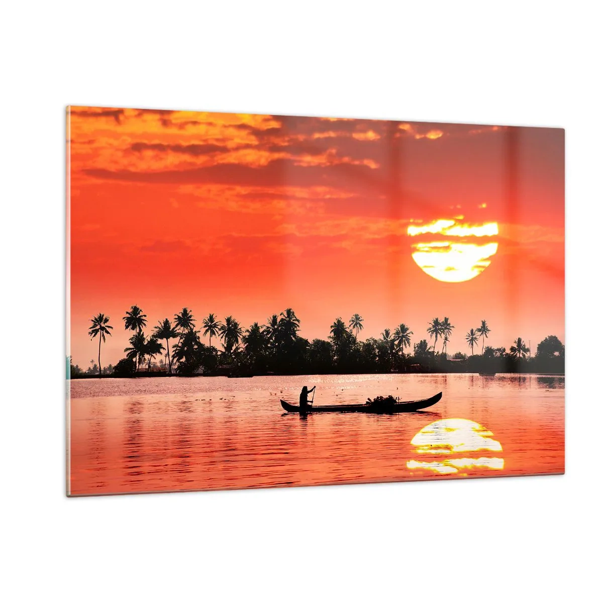 Quadro em vidro - A calma dos trópicos ao pôr do sol - 120x80 cm