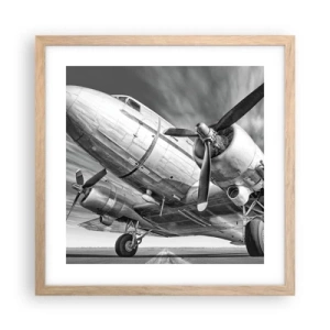 Pôster com moldura de carvalho claro - Sempre pronto a voar - 40x40 cm