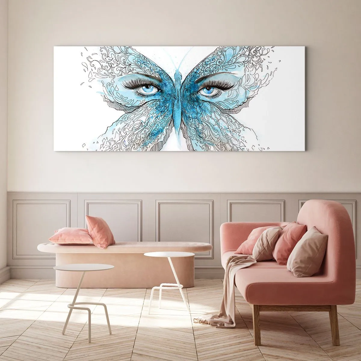 Quadro em vidro - Borboleta eros - 100x40 cm