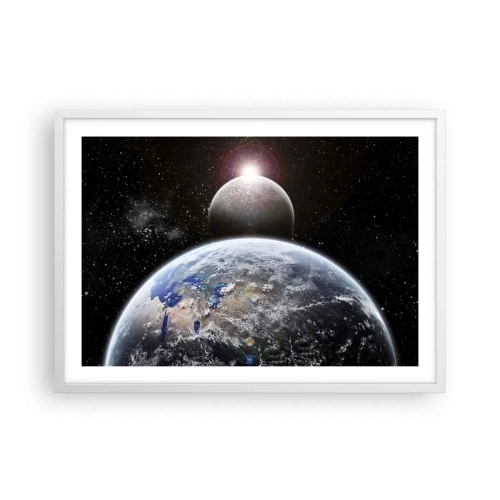 Pôster em moldura branca - Paisagem espacial - o nascer do sol - 70x50 cm
