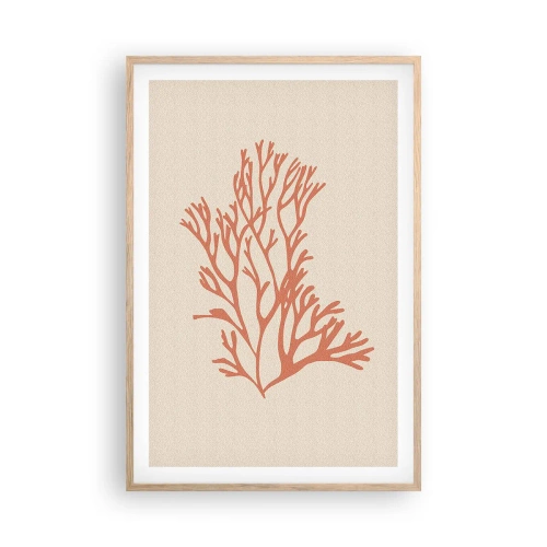Pôster com moldura de carvalho claro - Filigrana coral - 61x91 cm