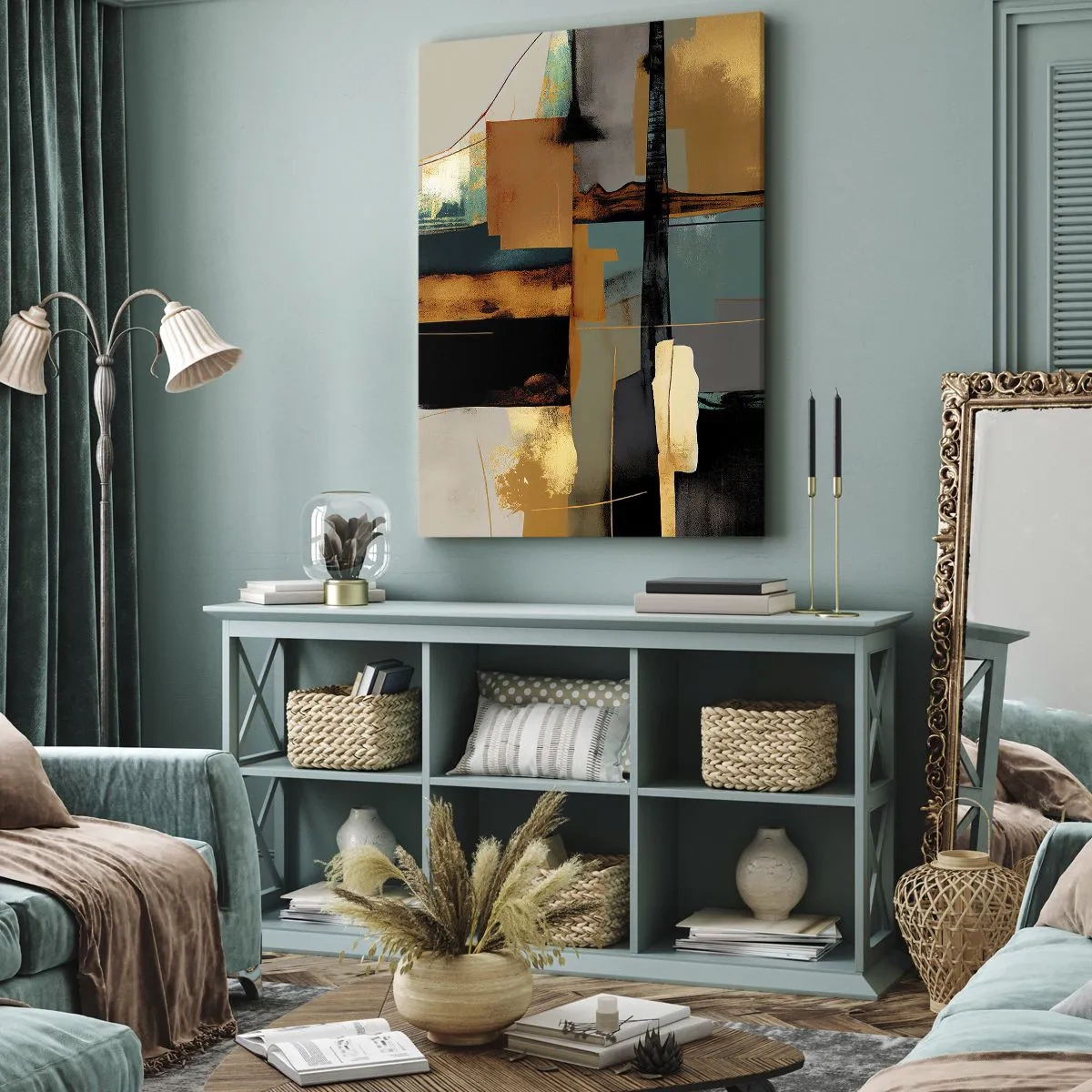 Quadro em tela - Abstração – luz e sombra - 55x100 cm