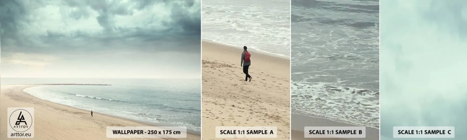 Amostra de Papel de Parede Standard Eco - Em busca da paz - Mar, Praia, Andar - 100x30 cm