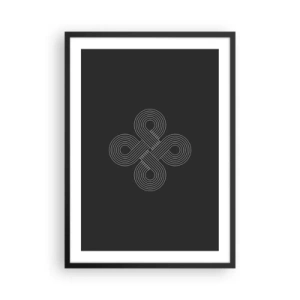 Pôster com moldura preta - Símbolo geométrico em fundo preto - 50x70cm - No espírito celta - Decoração de parede moderna para a sala de estar e quarto ARTTOR