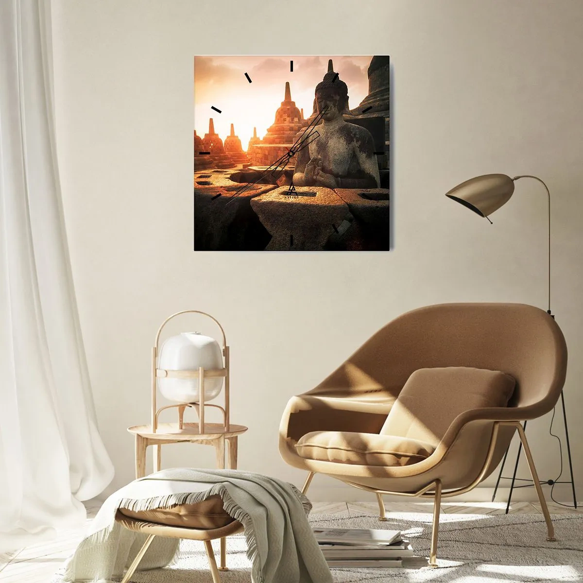 Relógio de parede - Relógio em vidro - Clima de grande sabedoria - 30x30 cm