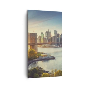 Quadro em tela - O amanhecer da cidade grande - 45x80 cm