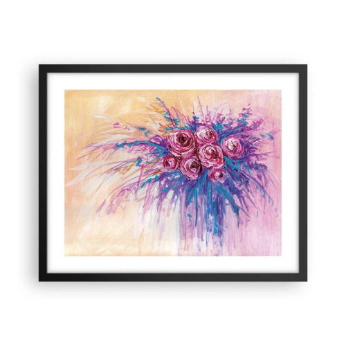 Pôster com moldura preta - Fonte de rosas - 50x40 cm