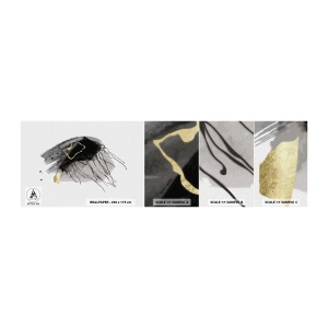 Amostra de Papel de Parede Standard Eco - A preto e dourado - Abstração, Pedaço, Gráficos - 100x30 cm