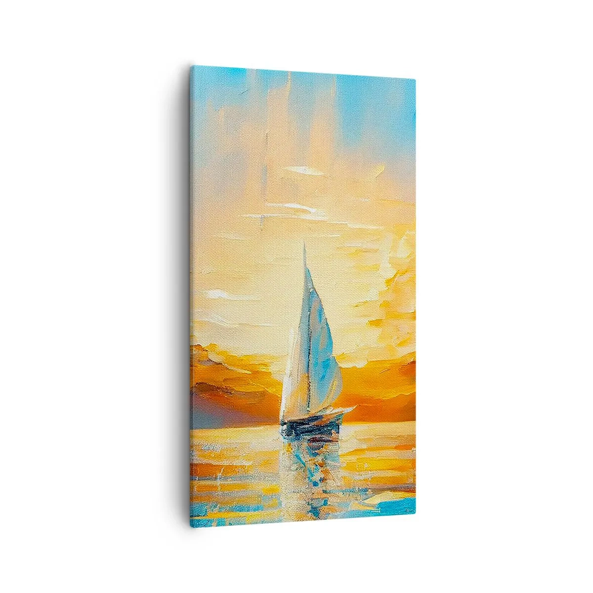 Quadro em tela - Balsa em ouro - 55x100 cm