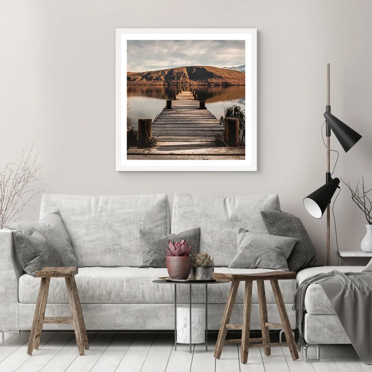 Pôster em moldura branca - Paisagem em silêncio - 50x50 cm