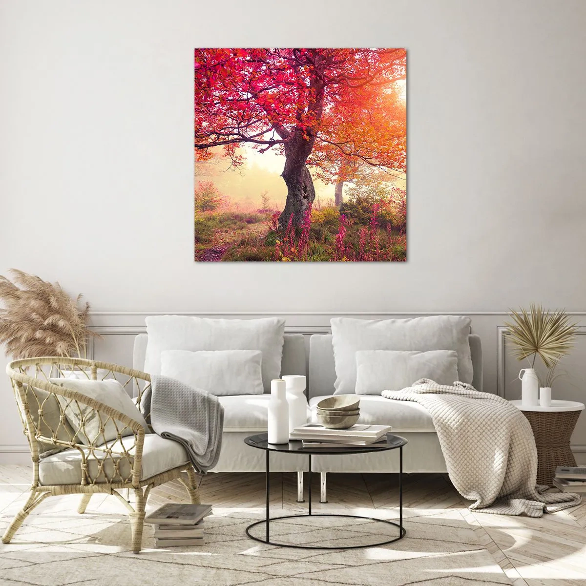 Quadro em vidro - Um frenesi de florescimento - 40x40 cm