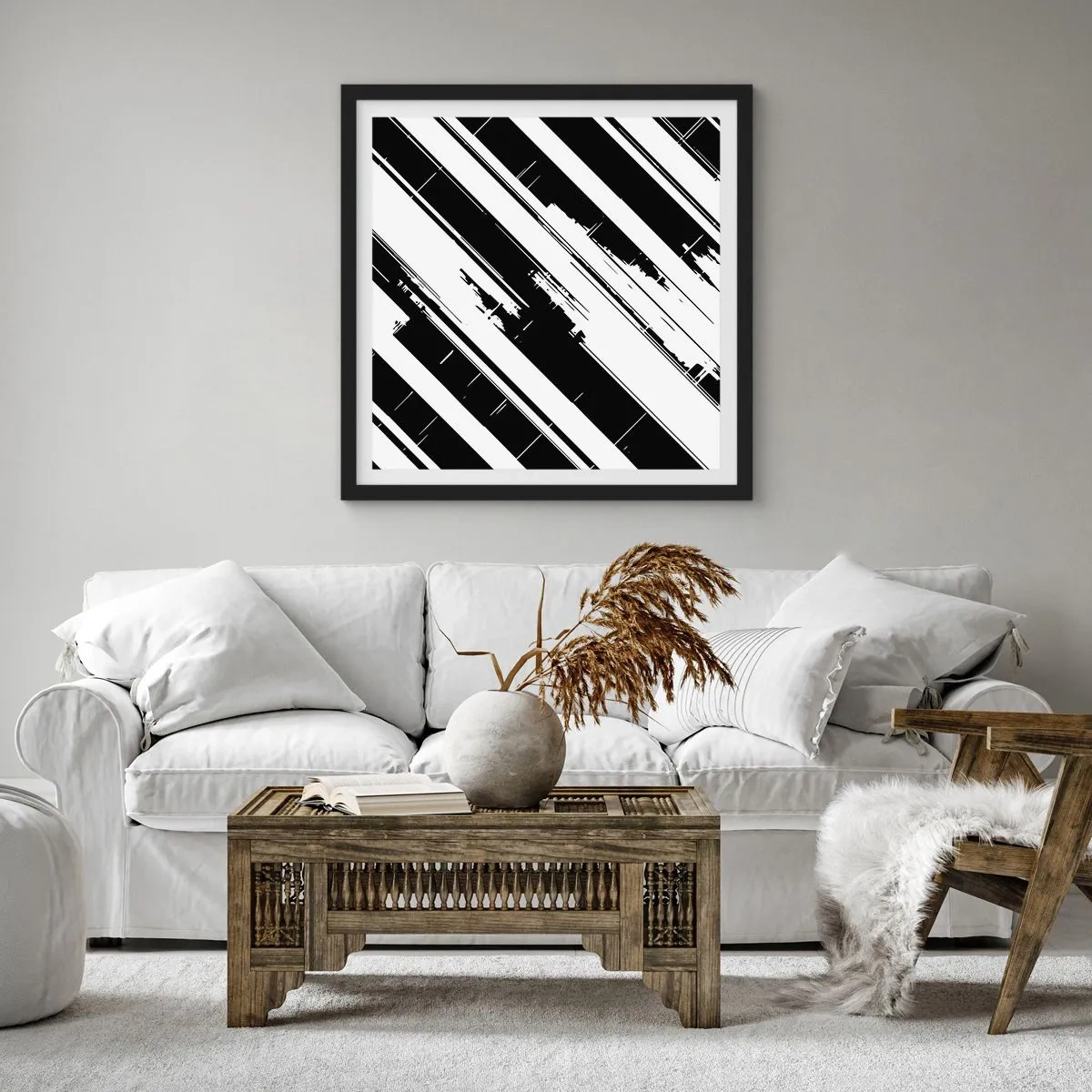 Pôster com moldura preta - Uma composição intensa e dinâmica - 60x60 cm