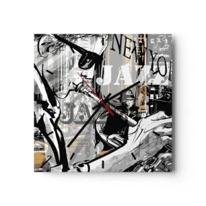 Relógio de parede - Relógio em vidro - Ao ritmo de Nova Iorque - 30x30 cm