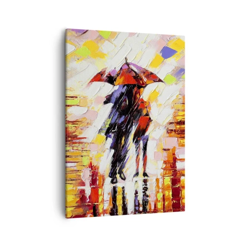Quadro em tela - Juntos durante a noite e a chuva - 50x70 cm