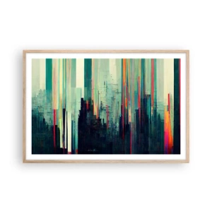 Pôster com moldura de carvalho claro - Cidade futurista - 91x61 cm