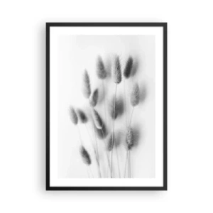 Pôster com moldura preta - Espigas de grama fofas pretas e brancas - 50x70cm - Grama fofa - Decoração de parede moderna para a sala de estar e quarto ARTTOR