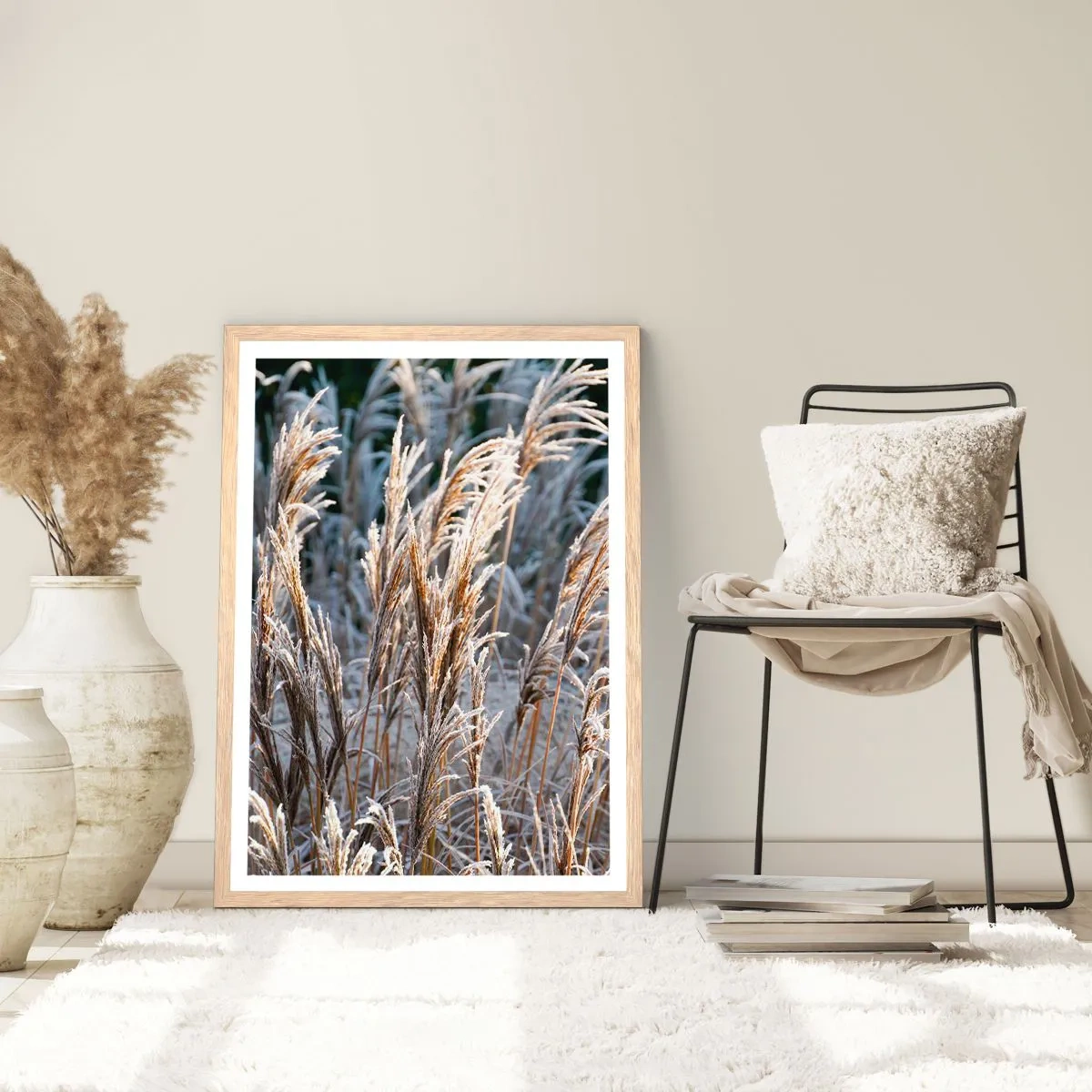 Pôster com moldura de carvalho claro - Decorado com a geada - 50x70 cm