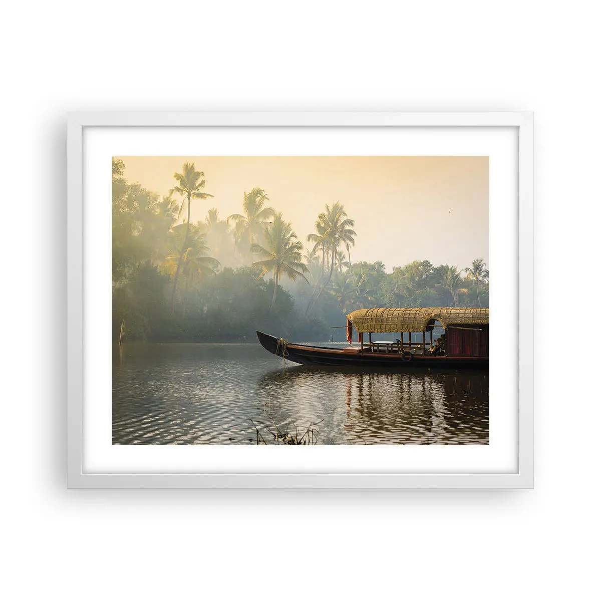 Pôster em moldura branca - Casa no rio - 50x40 cm