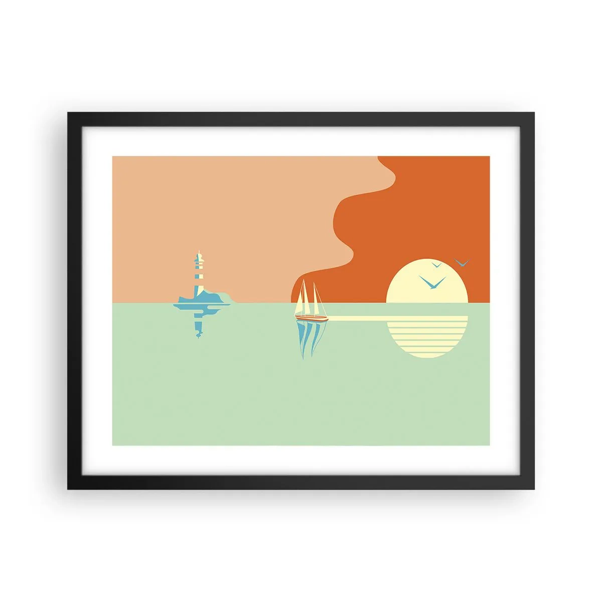 Pôster com moldura preta - Uma paisagem marítima perfeita - 50x40 cm