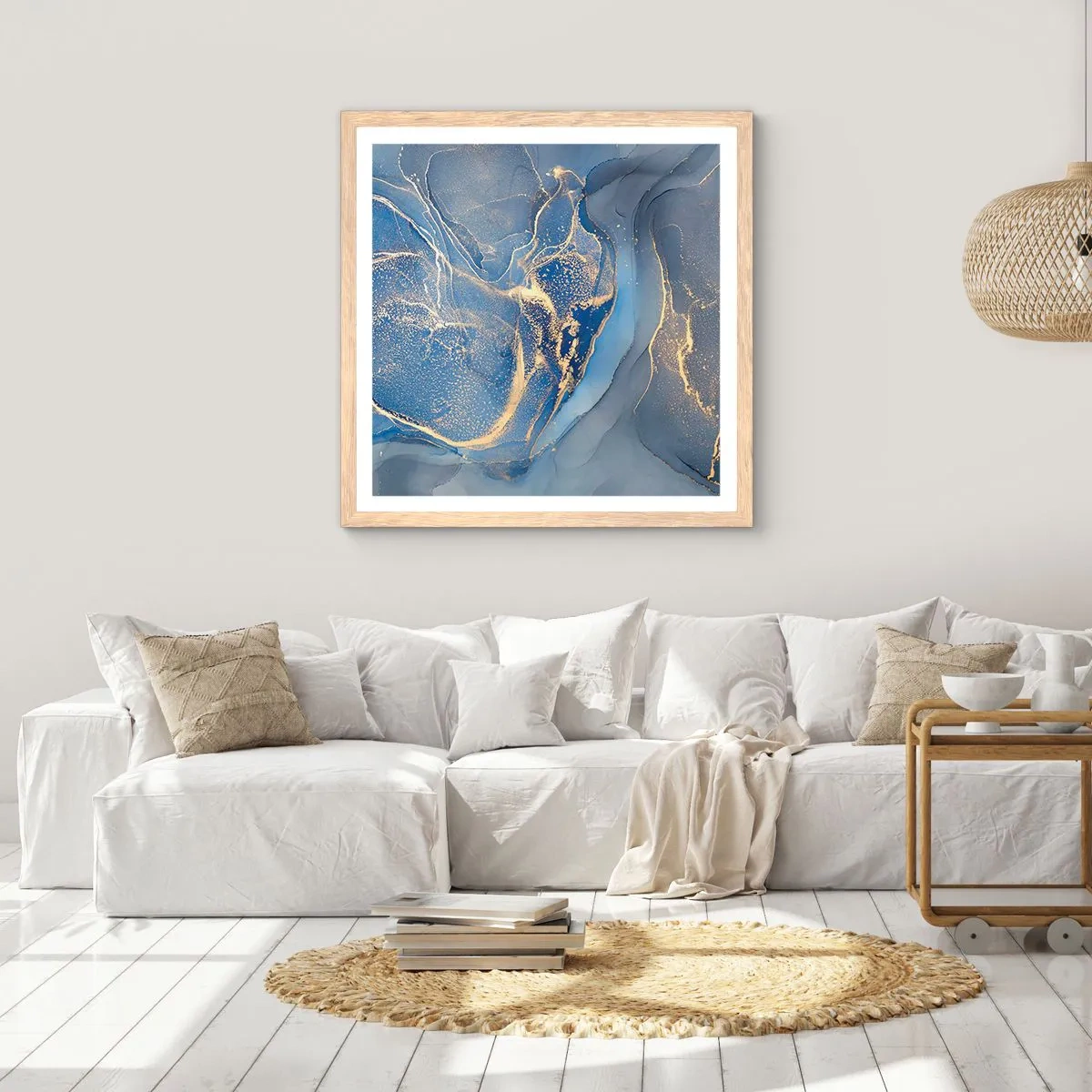 Pôster com moldura de carvalho claro - Pó dourado - 40x40 cm