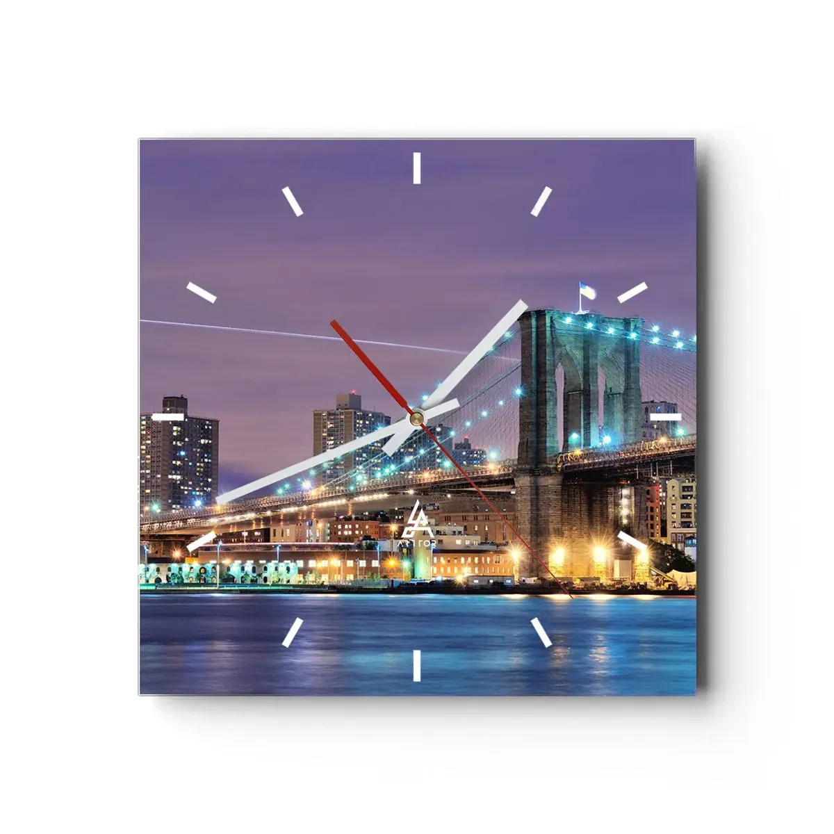 Relógio de parede - Relógio em vidro - Por muitos anos, a Ponte do Brooklyn - 30x30 cm