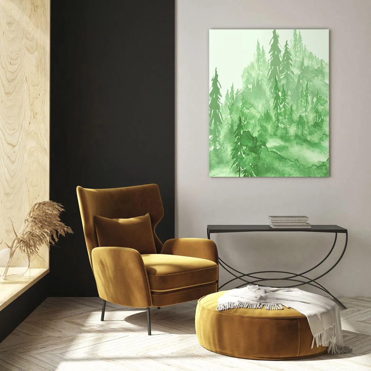 Quadro em vidro - Desfocado pela névoa verde  - 70x100 cm