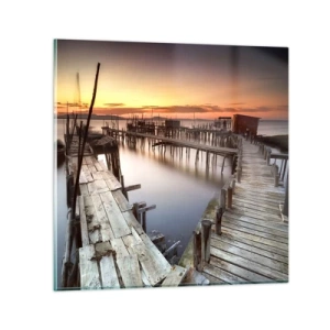 Quadro em vidro - Turismo autêntico, não fictício - 30x30 cm