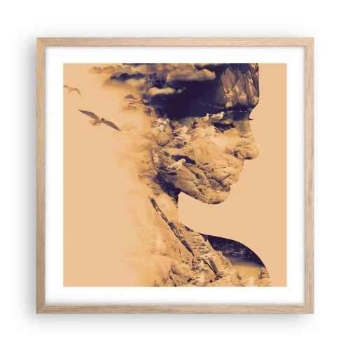 Pôster com moldura de carvalho claro - Linda por natureza - 50x50 cm