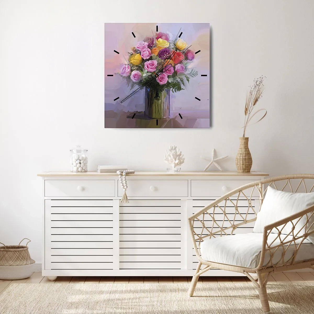 Relógio de parede - Relógio em vidro - Beleza retida - 40x40 cm