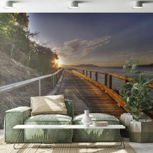 Papel de Parede Premium Canvas - Caminhada constante em direção ao sol - Paisagem, Pôr do sol, Paisagem - 100x70 cm