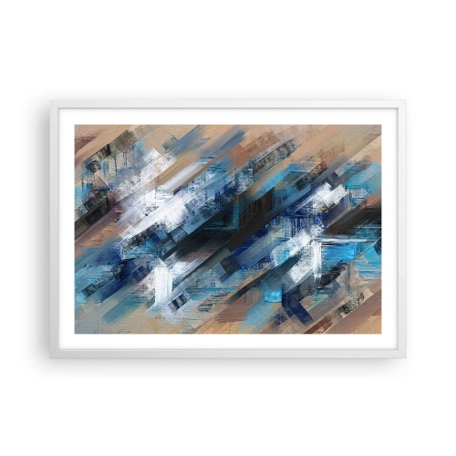 Pôster em moldura branca - Numa diagonal azul - 70x50 cm