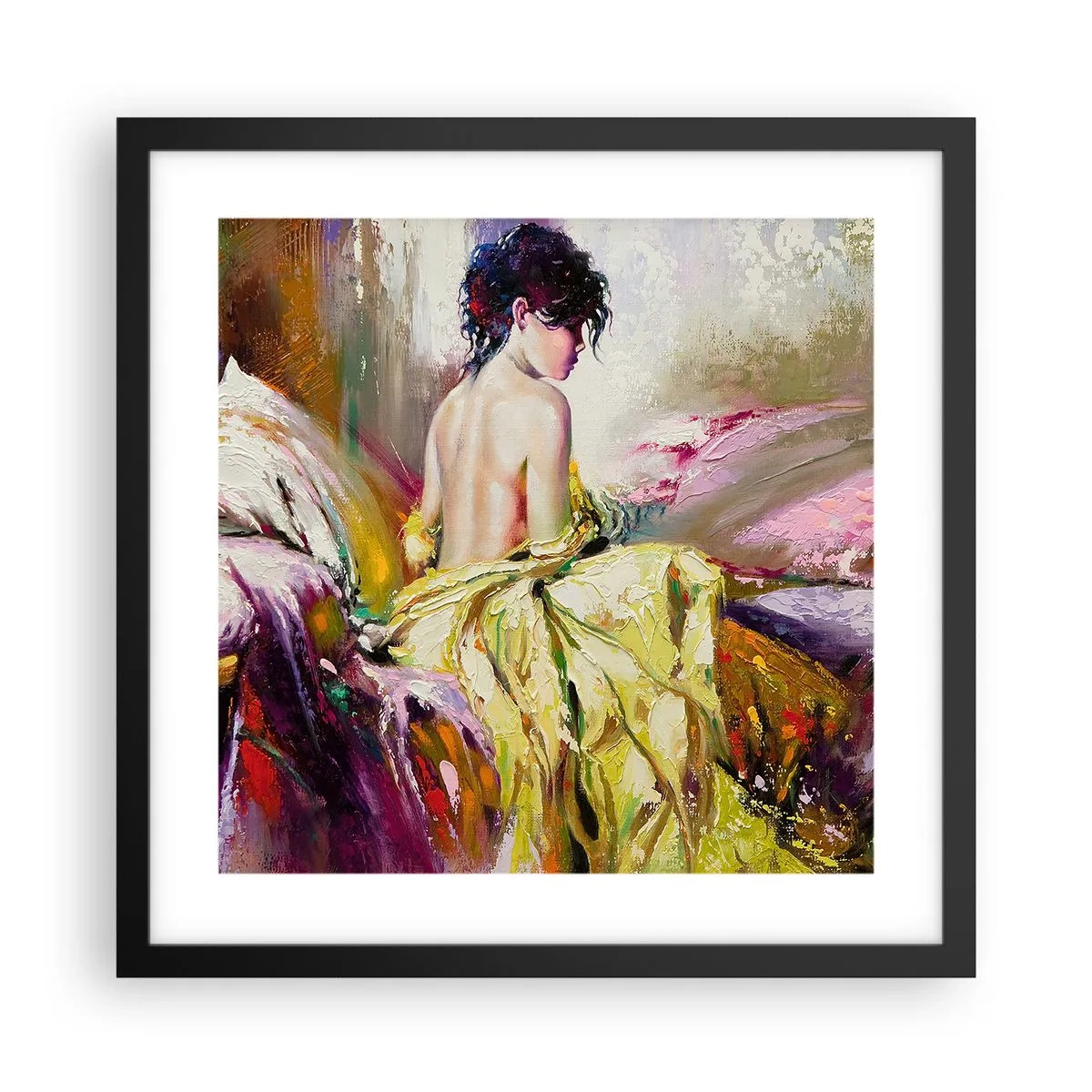 Pôster com moldura preta - Entre a boca e a borda do copo - 40x40 cm