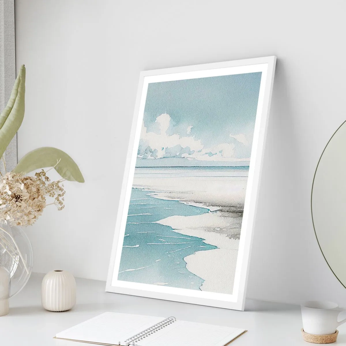 Pôster em moldura branca - Maré suave - 61x91 cm