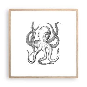 Pôster com moldura de carvalho claro - Dançando com as ondas - 60x60 cm