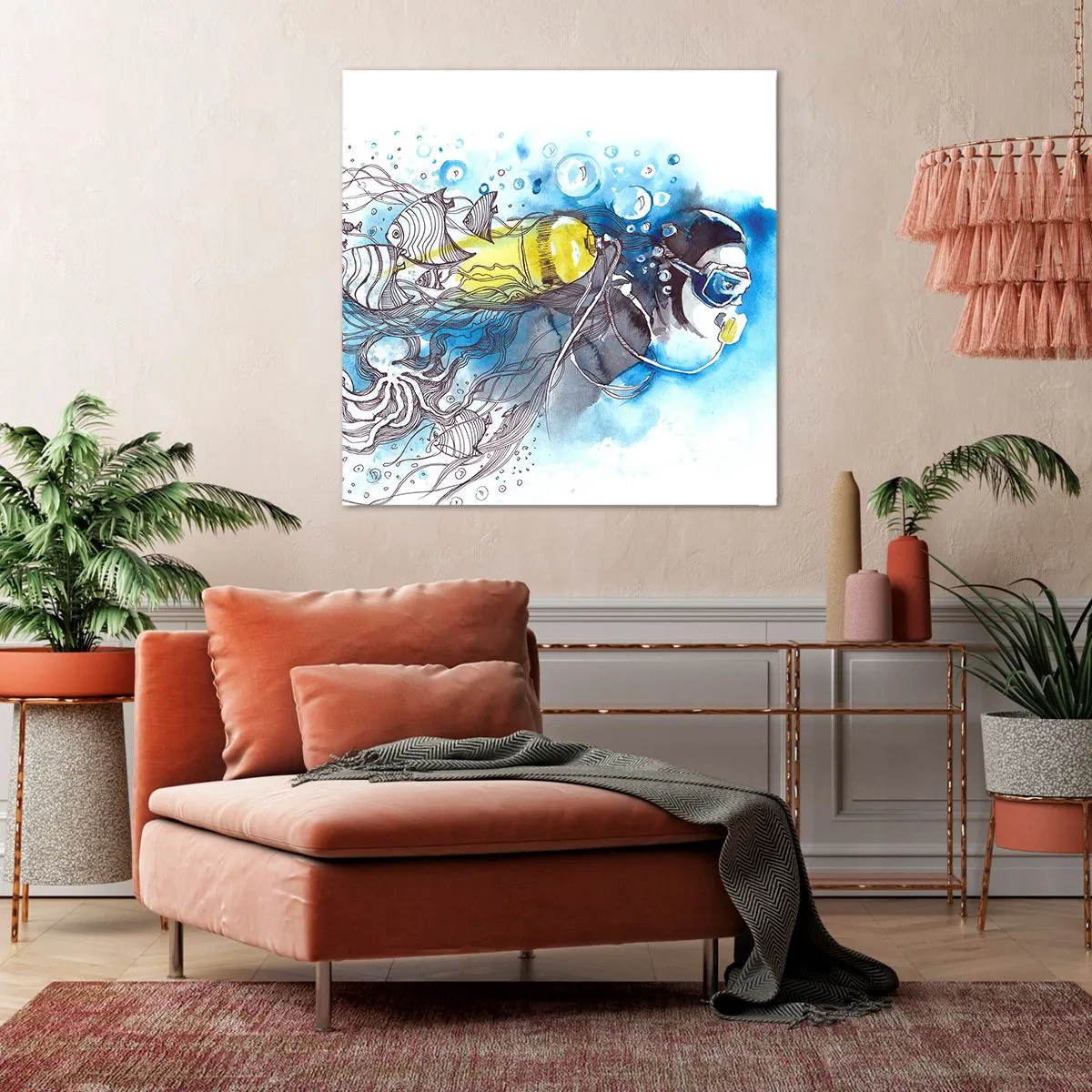 Quadro em tela - Azul Infinito - 70x70 cm