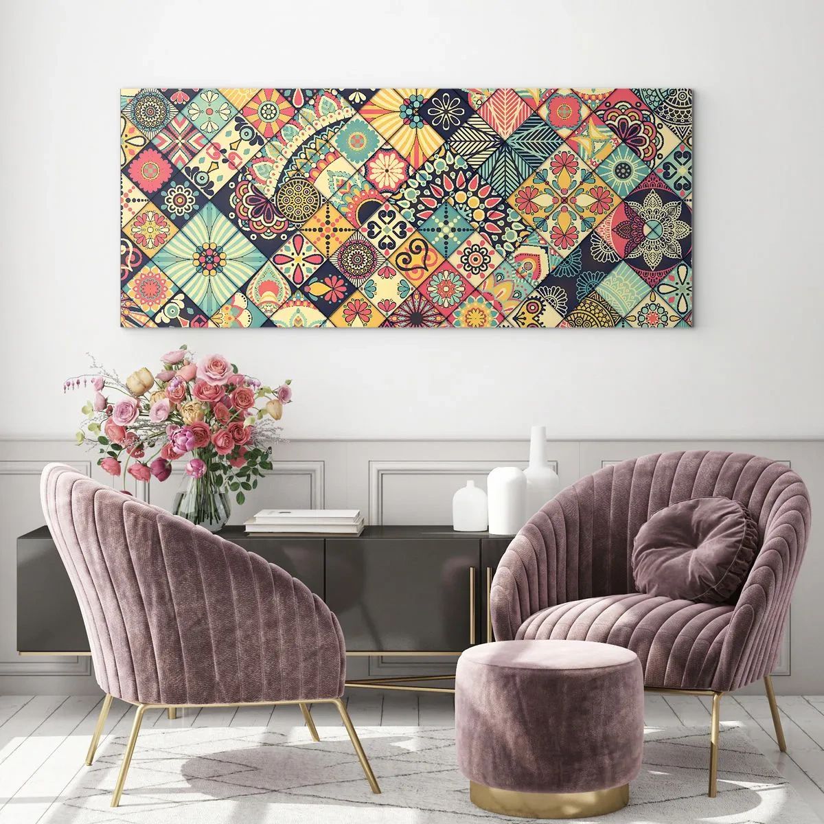 Quadro em vidro - Vibrações marroquinas - 100x40 cm
