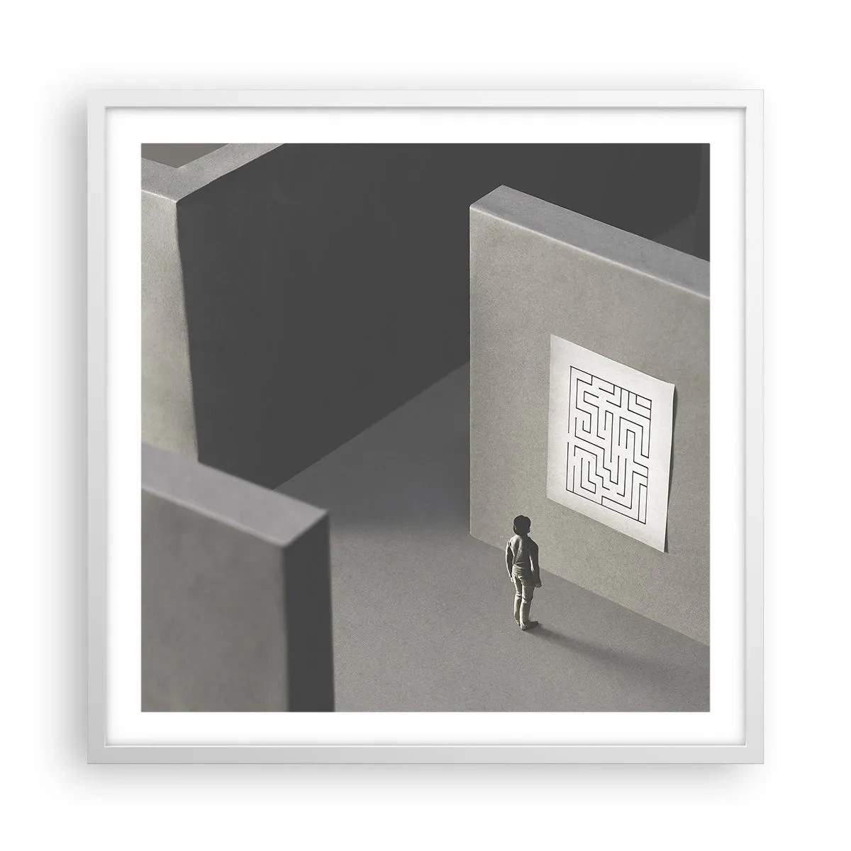 Pôster em moldura branca - Mas onde estou? - 60x60 cm