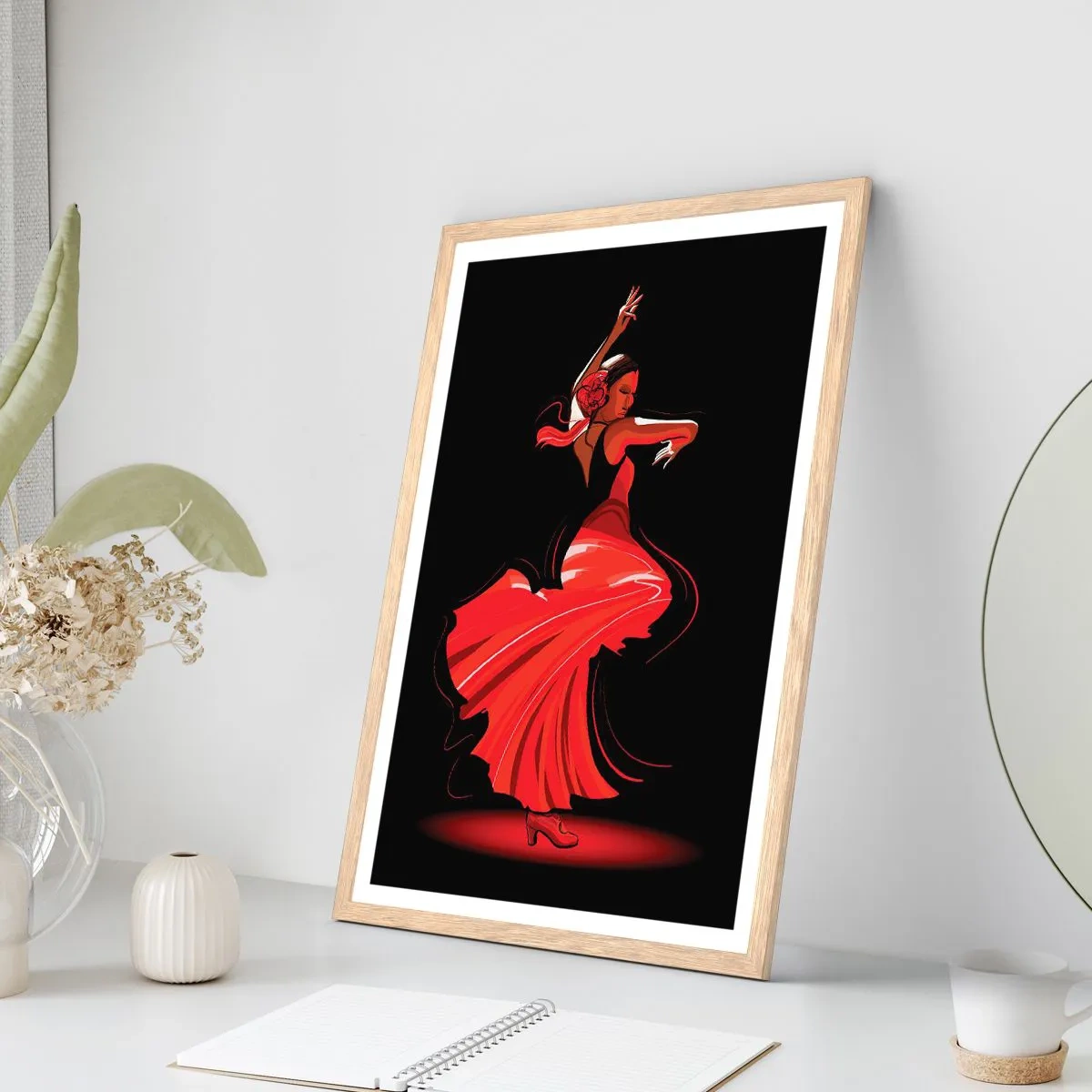 Pôster com moldura de carvalho claro - O espírito ardente do flamenco - 61x91 cm