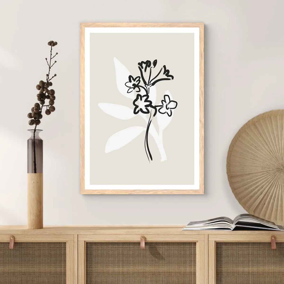 Pôster com moldura de carvalho claro - Esboço para o herbário - 50x70 cm