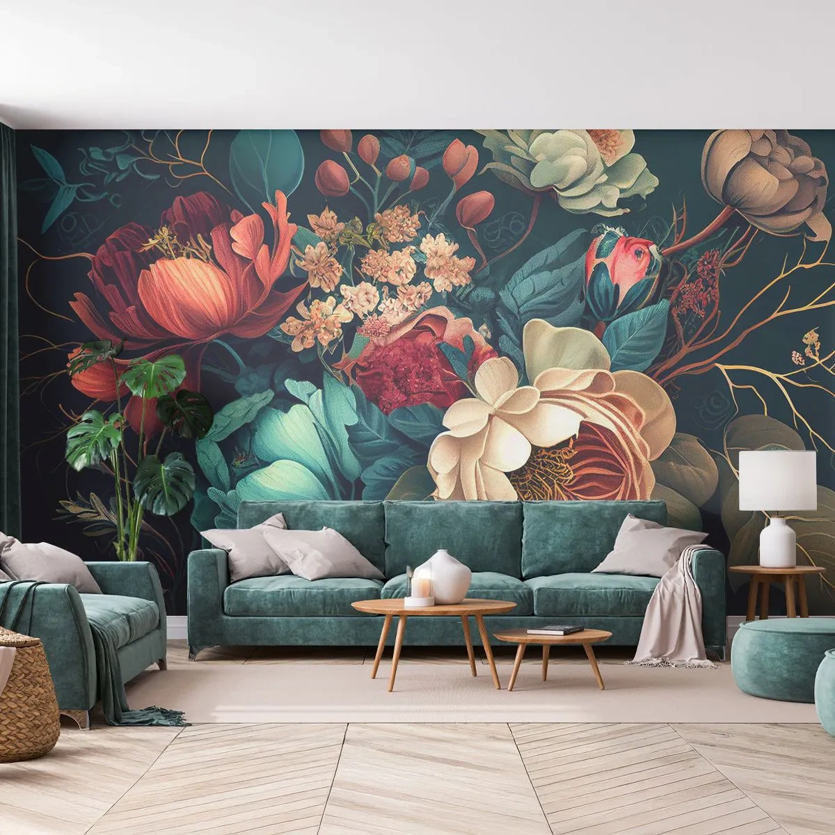 Papel de parede personalizado Premium Canvas - Charme do século 19 - Flores, Chique gasto, Clássico