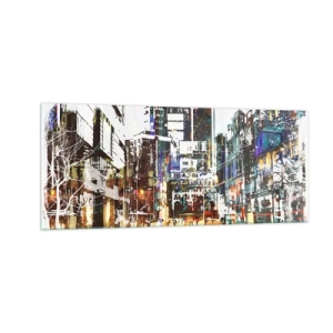 Quadro em vidro - Cidade cintilante - 100x40 cm